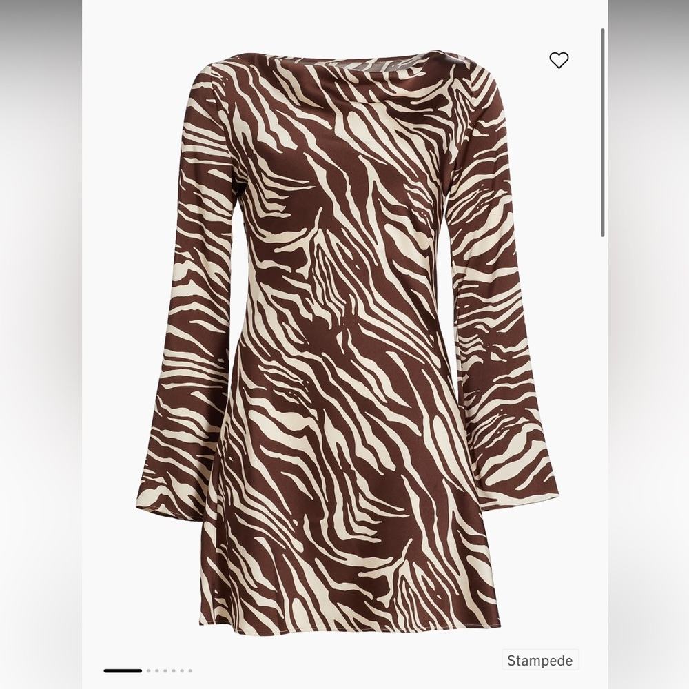 Reformation Pike Zebra Satin Long-Sleeve Minidress